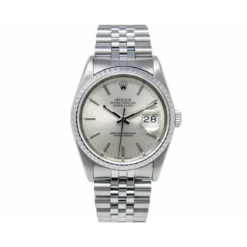 Rolex Datejust 36mm 16220 Jubilee Stainless Steel Watch Silver Index Dial 1996