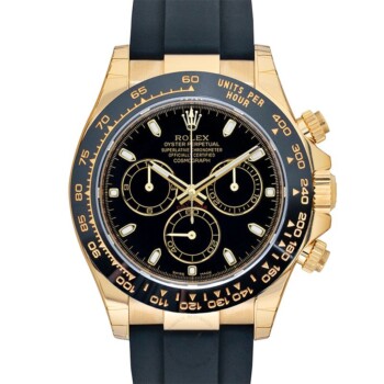 Rolex Cosmograph Daytona Black Dial 40mm 116518LN Yellow Gold with Black Rubber Men’s Watch 2022