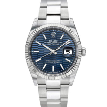 Rolex Datejust Blue Fluted Index Dial 36mm 126234-0050 Stainless Steel Oyster Bracelet MINT 2022