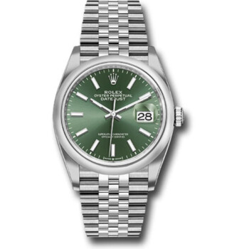 Rolex Datejust Jubilee Bracelet 36mm Stainless Steel Watch 126200-0023 Green Index Dial 2024