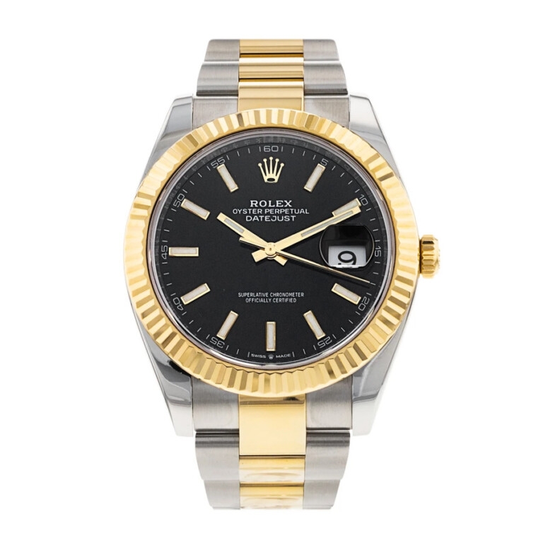 Rolex Datejust Black Dial 41mm Fluted Bezel 126333 SS / YG Oyster Watch 2021