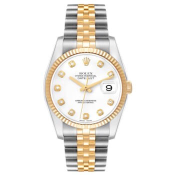 Rolex Datejust 36mm Jubilee 116233-0154 Stainless Steel & Yellow Gold Watch White Diamond Dial
