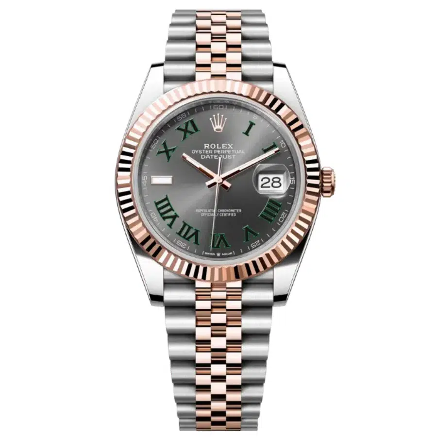 Rolex Datejust Grey Roman Dial 126331 Jubilee Fluted Bezel Stainless Steel and Rose Gold Watch Wimbledon 2021