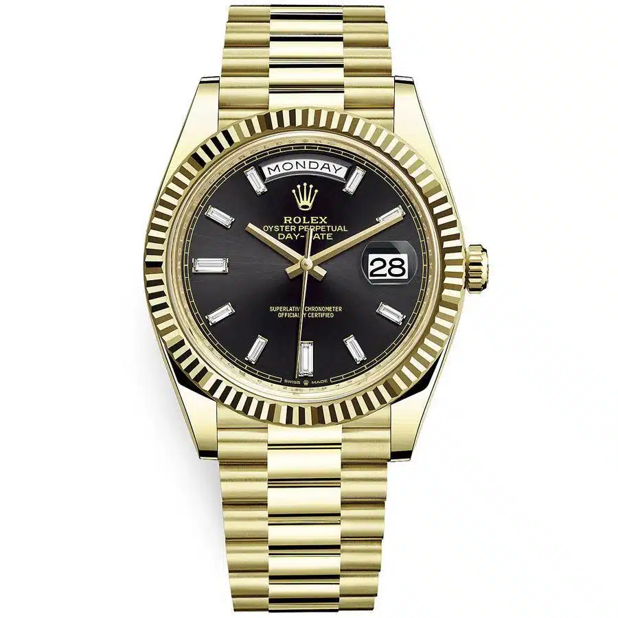 Rolex Day-Date 228238-0004 40mm Yellow Gold Black Diamond Dial