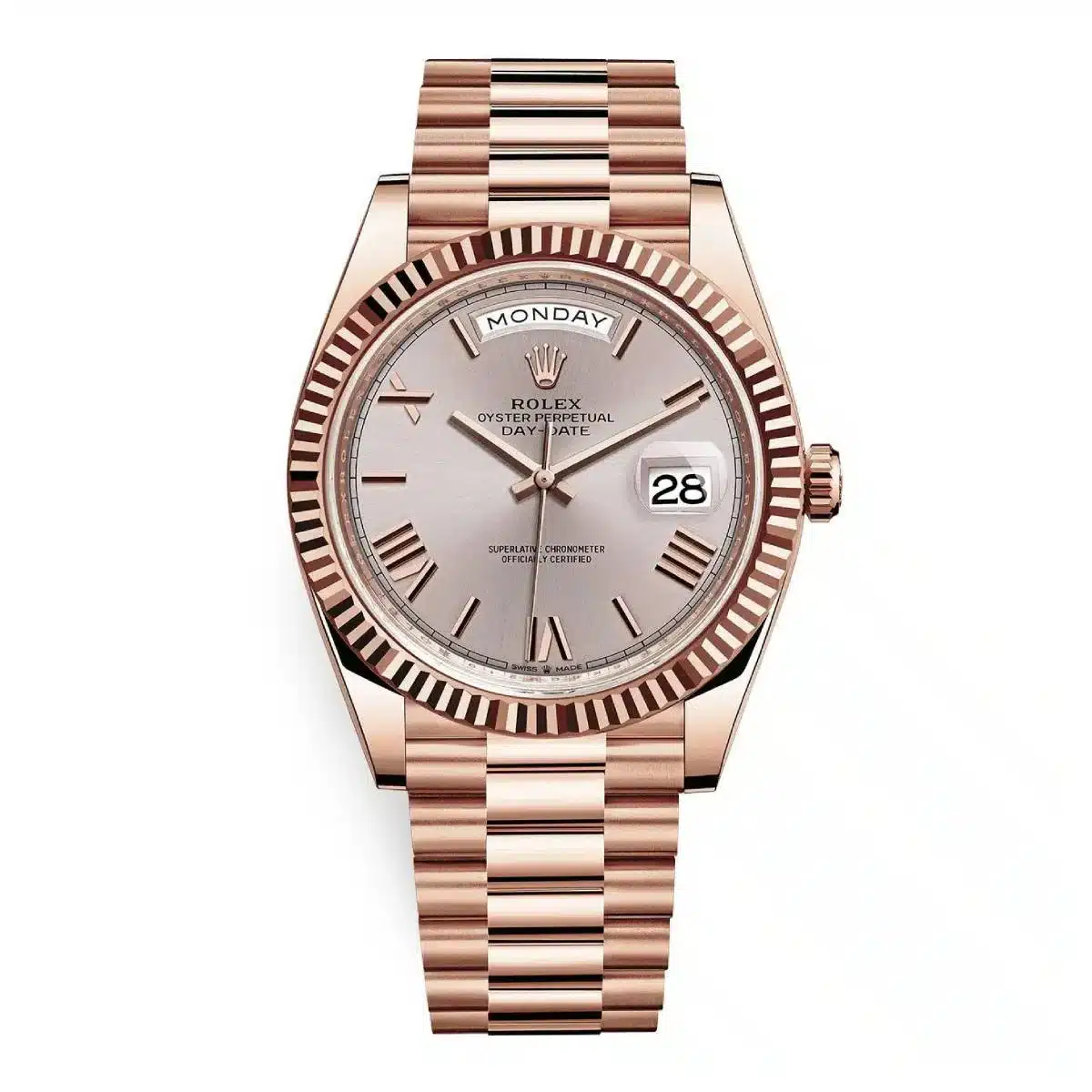 Rolex Day Date 40mm 228235-0001 Rose Gold with Sundust Dial Watch 2024