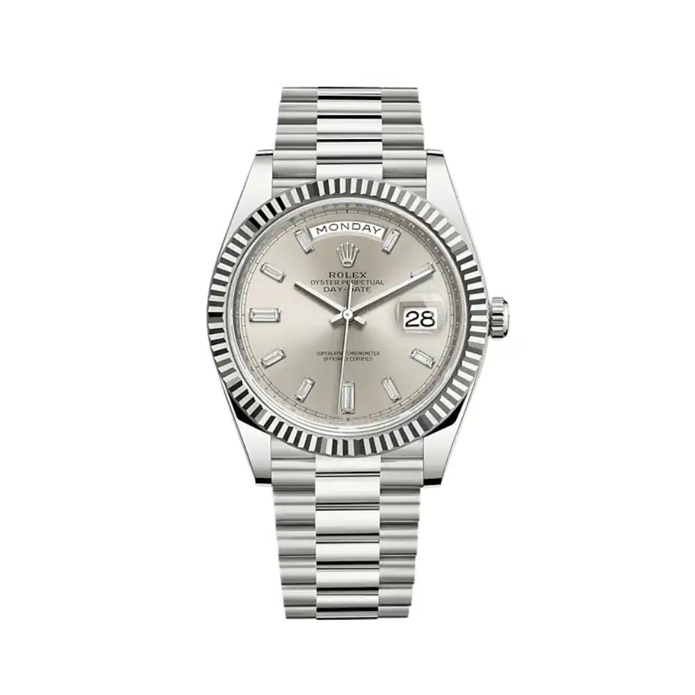 Rolex Day-Date 40 228239-0003 White Gold with Silver Diamond Dial Watch 2023