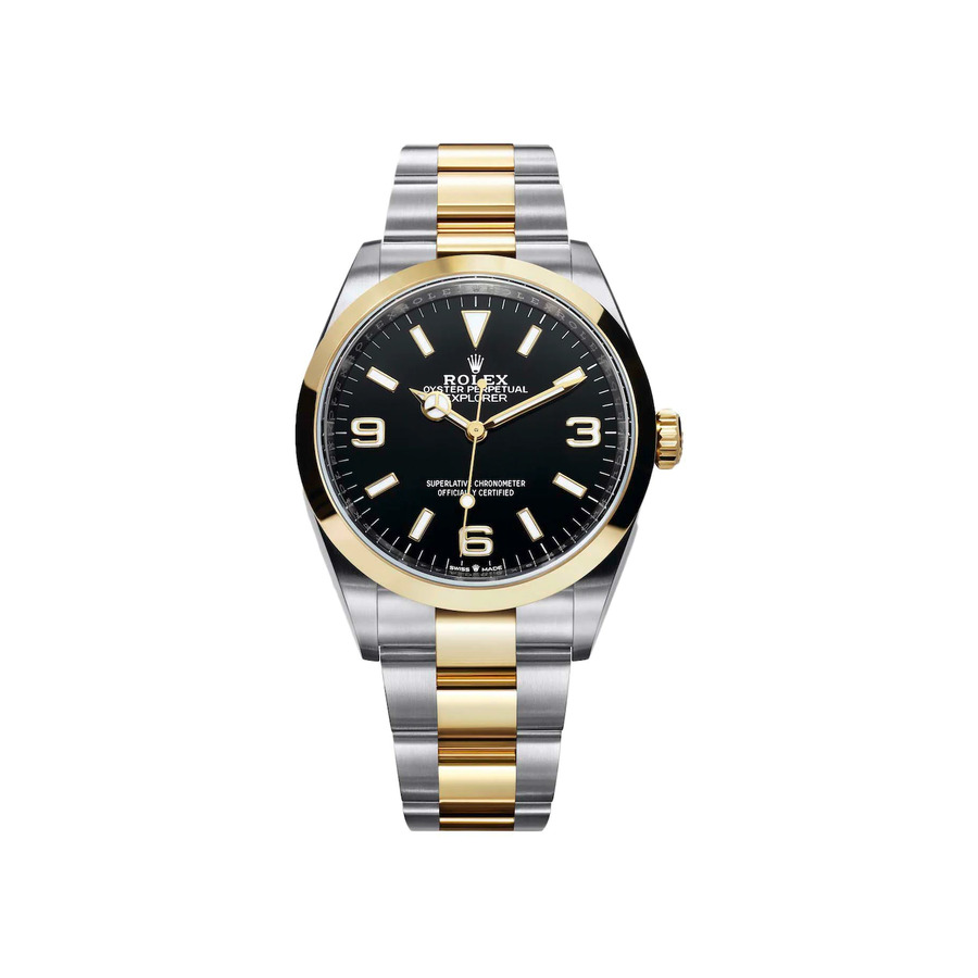 Rolex Explorer Black Dial 36mm 124273 Gold and Steel Oyster Watch 2022