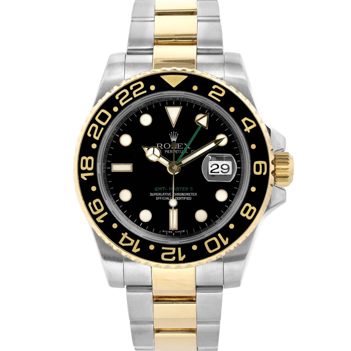 Rolex GMT-Master II 40mm 116713LN Oyster Stainless Steel & Yellow Gold Watch Black Dial 2014