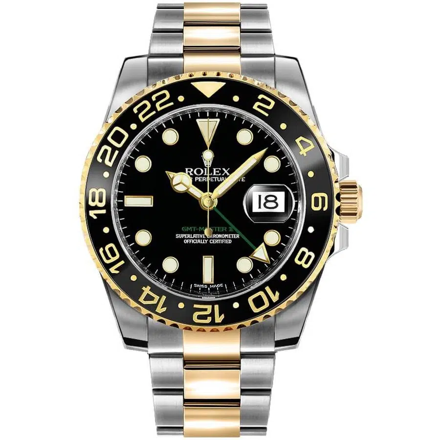 Rolex GMT-Master II 40mm 116713LN Oyster Stainless Steel & Yellow Gold Watch Black Dial 2018