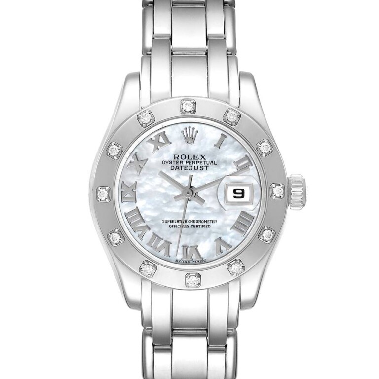 Rolex Lady-Datejust Pearlmaster 80319 White Gold Watch White Mother of Pearl Dial