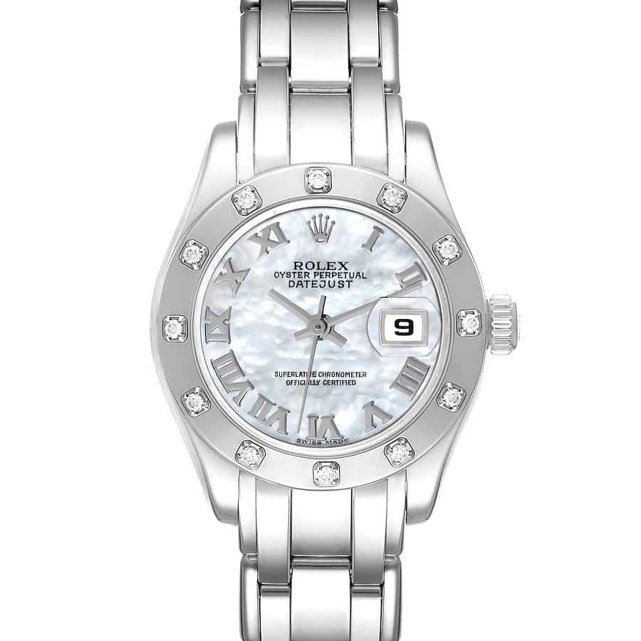 Rolex Lady-Datejust Pearlmaster 80319 White Gold Watch White Mother of Pearl Dial