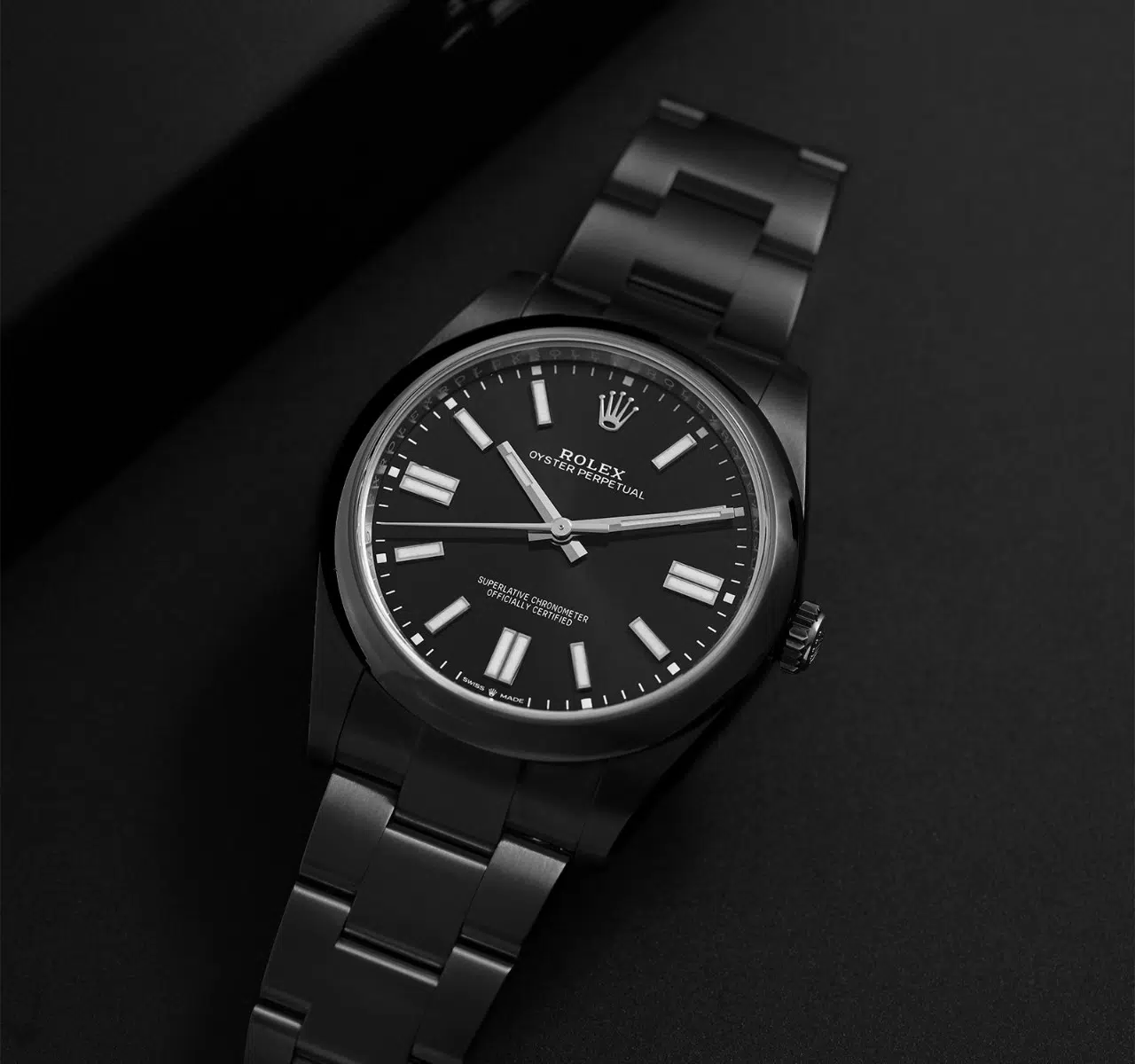Rolex Oyster Perpetual Black Dial Black PVD/DLC Coated Stainless Steel Watch 114300 – image 2