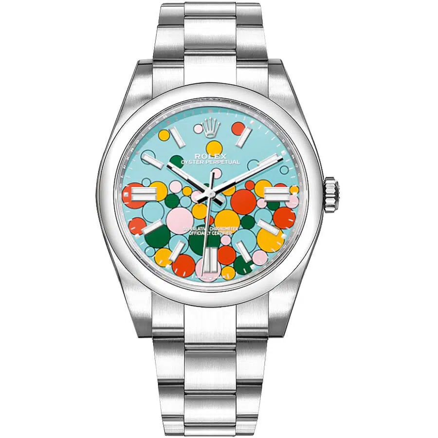Rolex Oyster Perpetual 124300-0008 41mm Stainless Steel Watch Turquoise Celebration Dial 2024