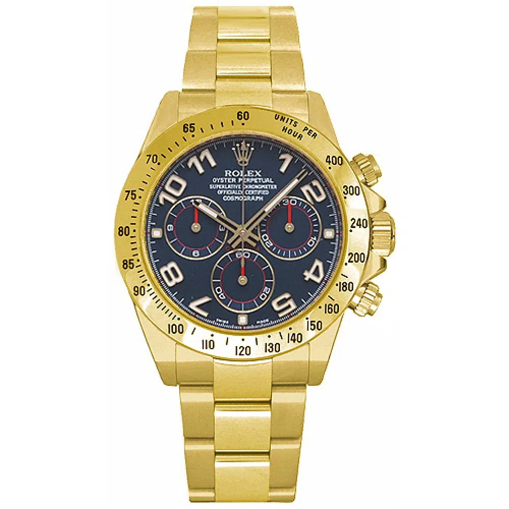 Rolex Cosmograph Daytona Blue Dial 40mm Oyster 116528 Yellow Gold Watch 2013