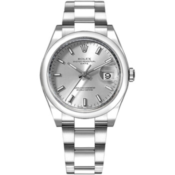 Rolex Oyster Perpetual Date 34mm Oyster 115200 Stainless Steel Watch Silver Index Dial 2020