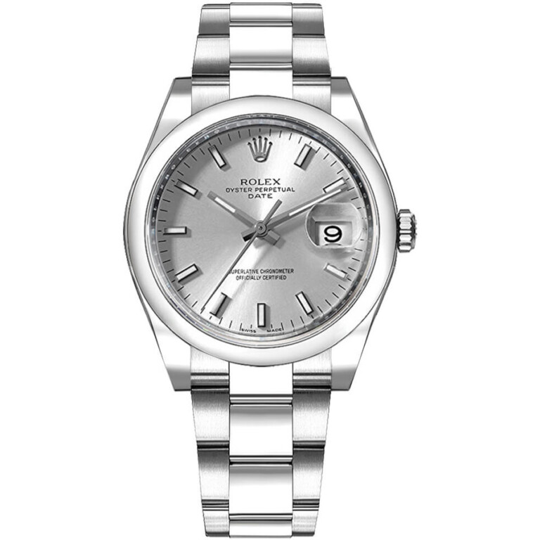 Rolex Oyster Perpetual Date 34mm Oyster 115200 Stainless Steel Watch Silver Index Dial 2020