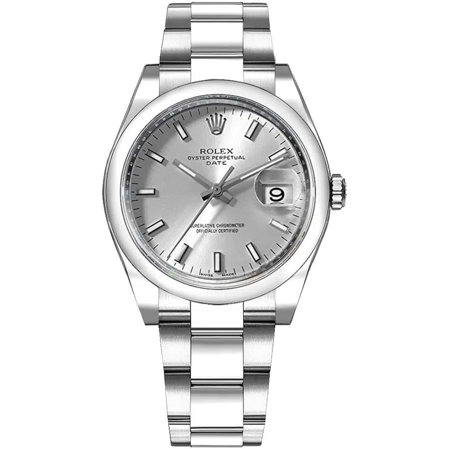 Rolex Oyster Perpetual Date 34mm Oyster 115200 Stainless Steel Watch Silver Index Dial 2020