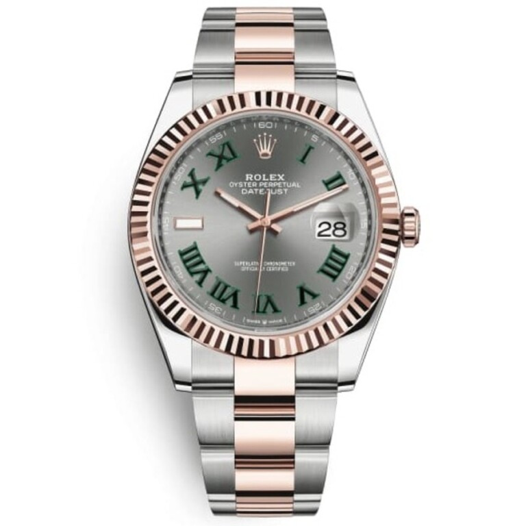 Rolex Datejust 41mm 126331 Stainless Steel/Rose Gold Oyster Watch Wimbledon(Grey) Roman Dial 2023