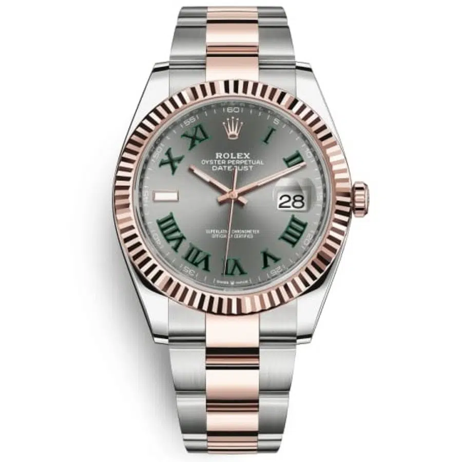 Rolex Datejust 41mm 126331 Stainless Steel/Rose Gold Oyster Watch Wimbledon(Grey) Roman Dial 2023