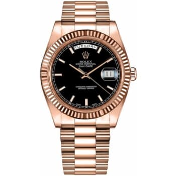 Rolex Day-Date II Black Index Dial Rose Gold Watch 218235