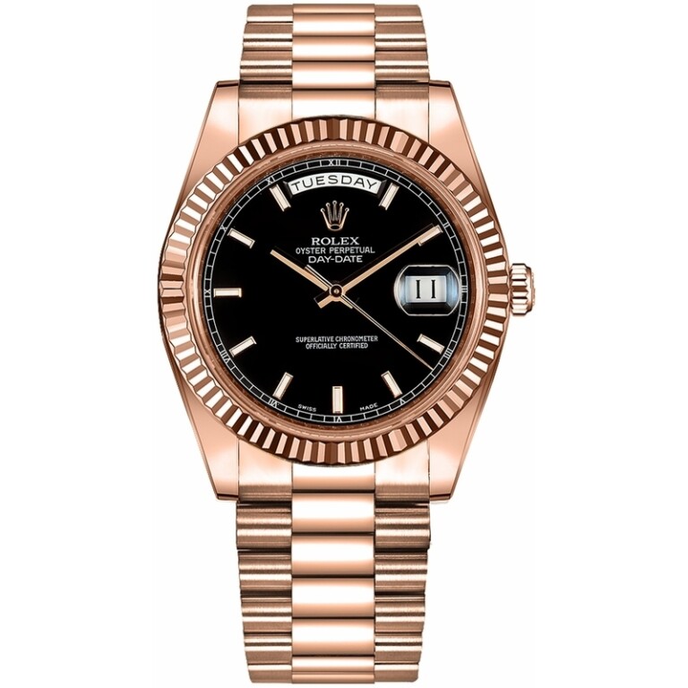 Rolex Day-Date II Black Index Dial Rose Gold Watch 218235