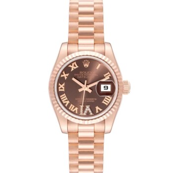 Rolex Lady Datejust 179175 26mm Rose Gold with Chocolate Roman Dial Watch 2024