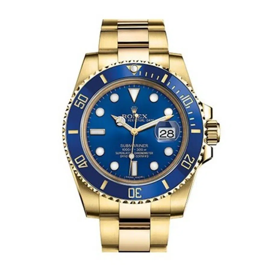 Rolex Submariner Blue Dial 40mm 116618LB Yellow Gold Oyster Watch 2019