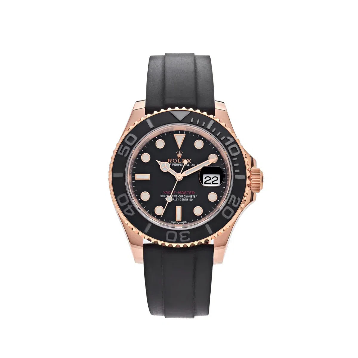 Rolex Yacht-Master Black Dial 116655 40mm Rose Gold Black Rubber Watch 2018