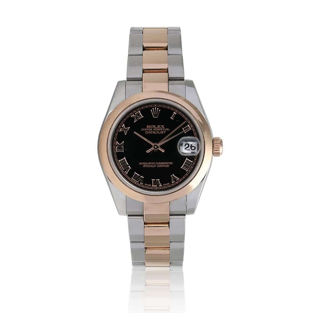 Rolex Datejust 31mm 178241 Steel & Pink Gold Watch Black Roman Dial
