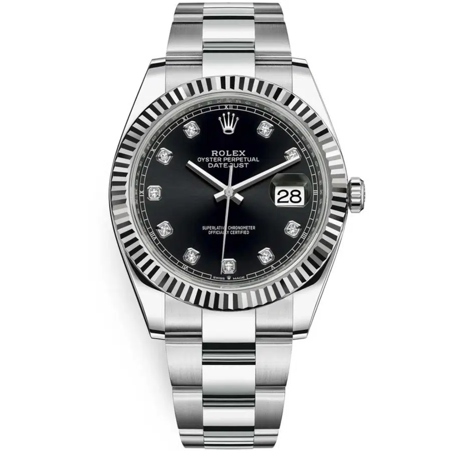 Rolex Datejust Oyster 41mm 126334 Stainless Steel Watch Black Diamond Dial 2022