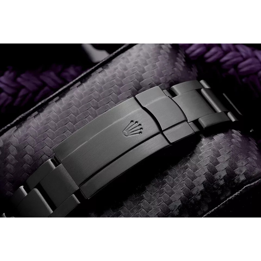 Rolex Oyster Perpetual Black Dial Black PVD/DLC Coated Steel Watch 114300