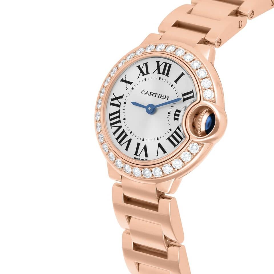 Cartier Ballon Bleu WJBB0015 28mm Rose Gold Diamond Bezel Ladies Watch
