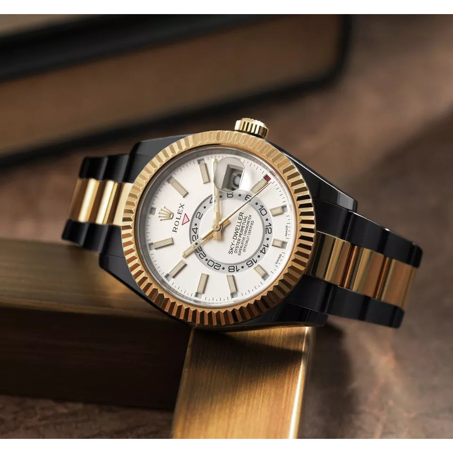 Rolex Sky-Dweller 326933 Oyster Band Black PVD/DLC Coated 18K Gold/Steel Watch