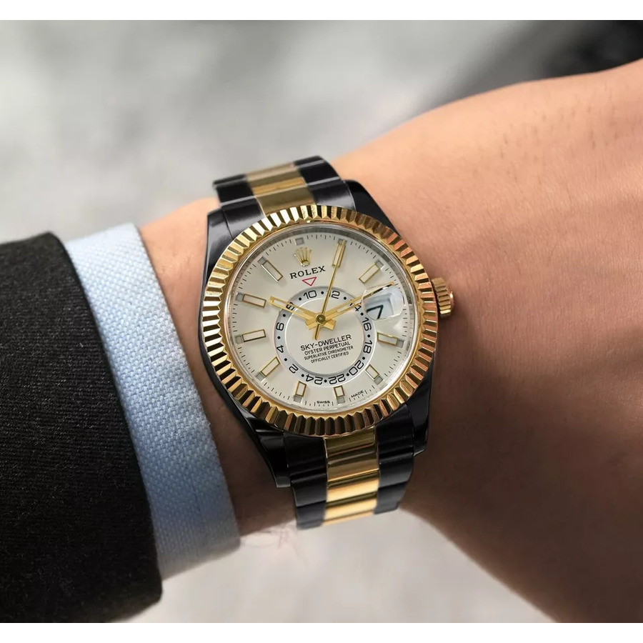 Rolex Sky-Dweller 326933 Oyster Band Black PVD/DLC Coated 18K Gold/Steel Watch