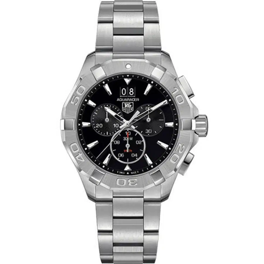 Tag Heuer Aquaracer Quartz Chronograph Grande Date Watch CAY1110.BA0927 Steel Case Black Dial Steel Bracelet Watch 2024