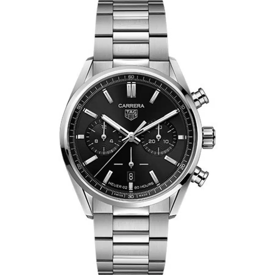 Tag Heuer Automatic Carrera Chronograph Watch 42 mm Steel Case CBN2010.BA0642 Black Dial Steel Bracelet