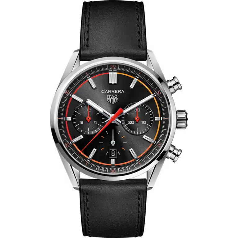 Tag Heuer CBN201C.FC6542 Carrera Automatic Chronograph Steel Case Black Dial Leather Strap