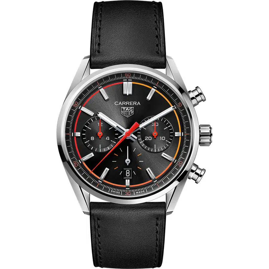 Tag Heuer CBN201C.FC6542 Carrera Automatic Chronograph Steel Case Black Dial Leather Strap