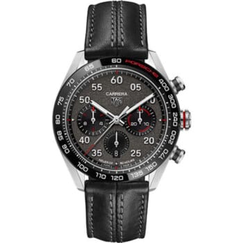 Tag Heuer Carrera Porsche Chronograph Special Edition 44 mm Case CBN2A1F.FC6492 Grey Dial Leather Strap