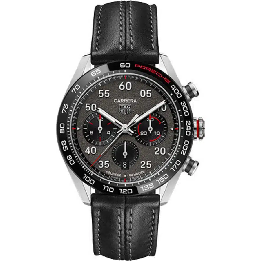 Tag Heuer Carrera Porsche Chronograph Special Edition 44 mm Case CBN2A1F.FC6492 Grey Dial Leather Strap