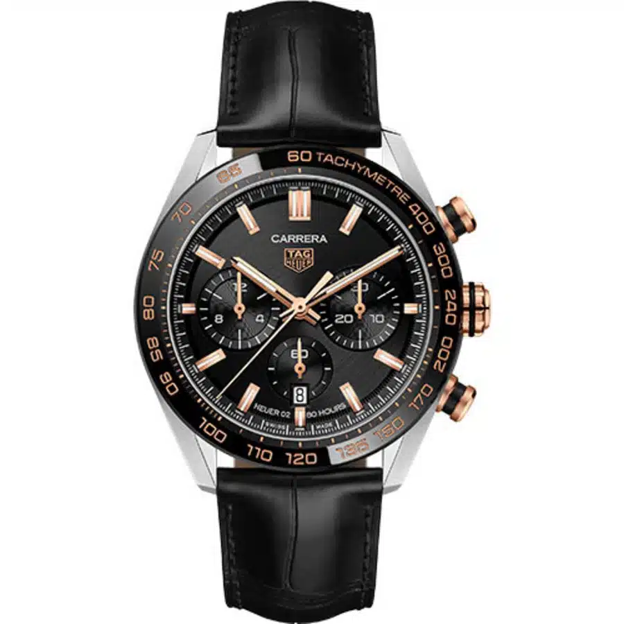 Tag Heuer Carrera CBN2A5A.FC6481 Ceramic Bezel Black Dial Alligator Leather
