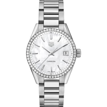 Tag Heuer WBK1316.BA0652 Lady Carrera Quartz Watch 36 mm Steel Case Diamond Bezel Watch 2024