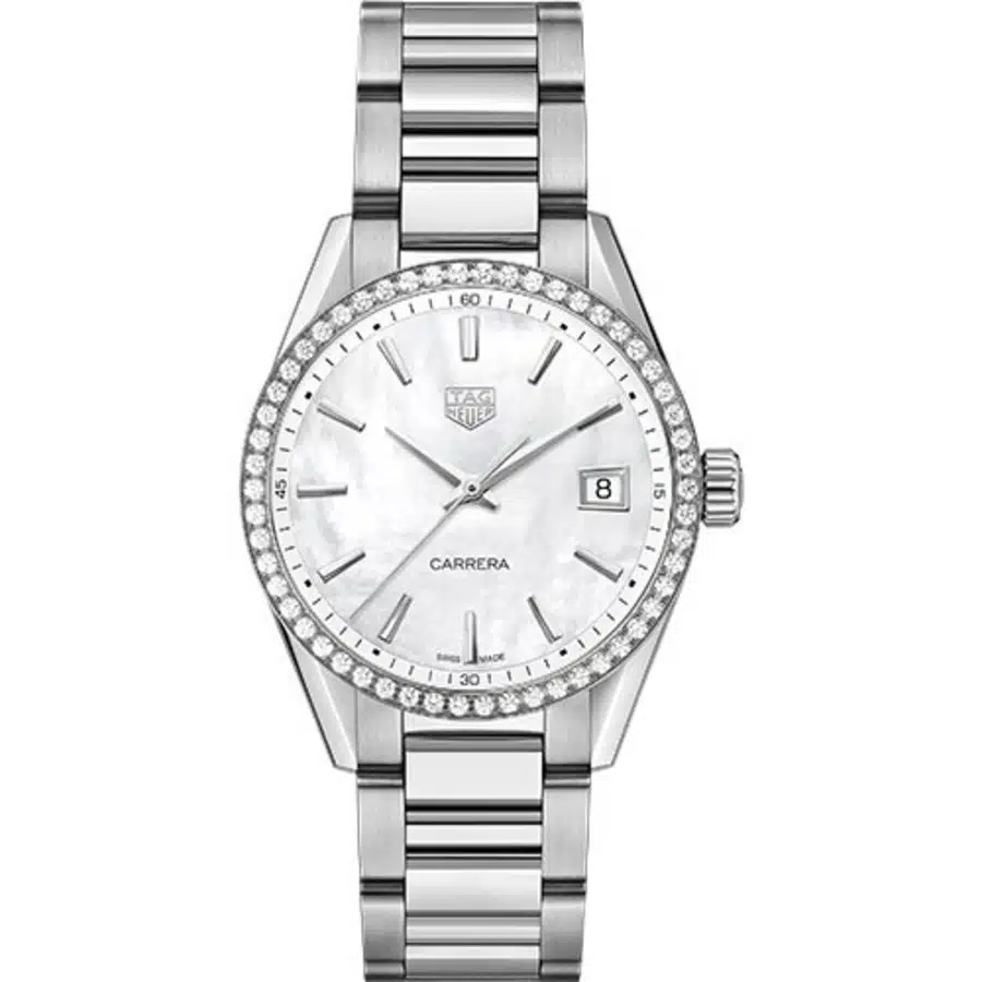 Tag Heuer WBK1316.BA0652 Lady Carrera Quartz Watch 36 mm Steel Case Diamond Bezel Watch 2024