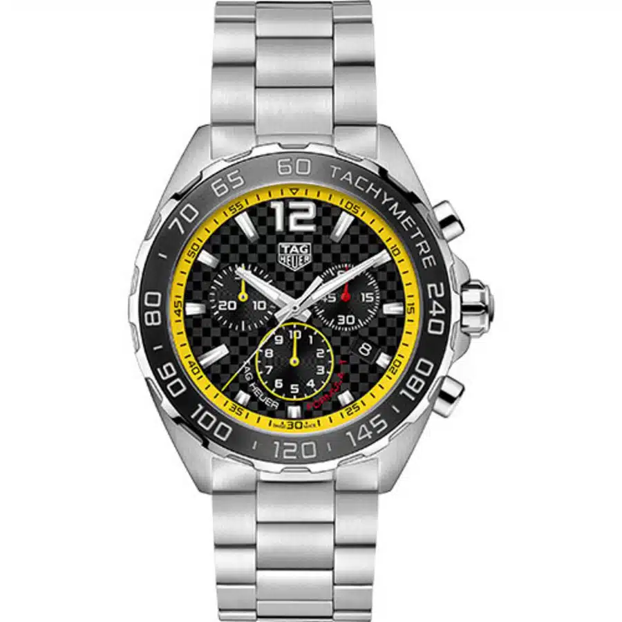 Tag Heuer Quartz Chronograph Formula 1 Watch CAZ101AC.BA0842 Steel Case Carbon Fiber Black Dial Steel Bracelet