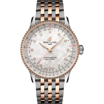 Breitling Navitimer 36mm U17327211A1U1 Stainless Steel & Rose Gold Watch MOP Diamond Dial 2024