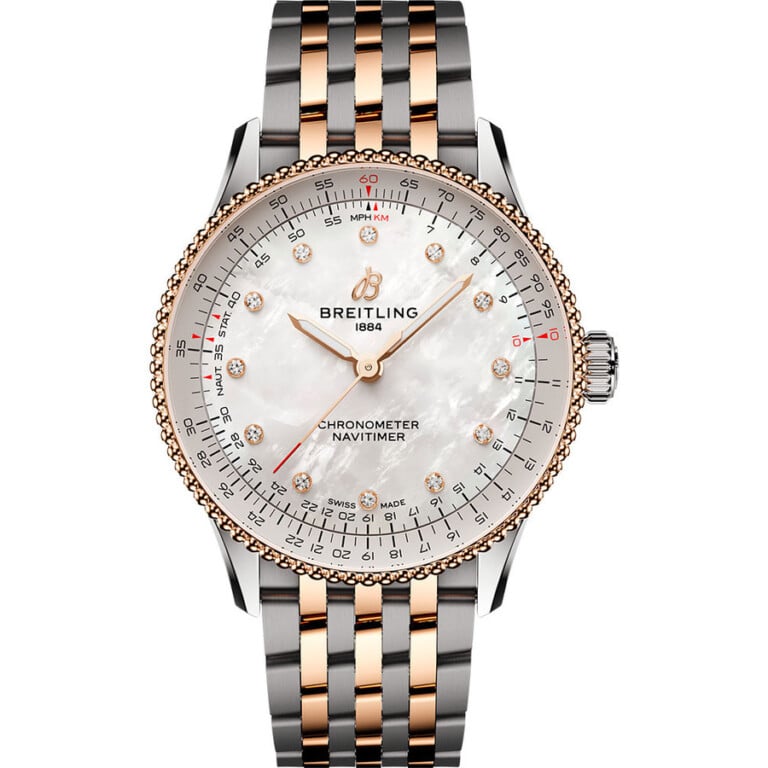 Breitling Navitimer 36mm U17327211A1U1 Stainless Steel & Rose Gold Watch MOP Diamond Dial 2024