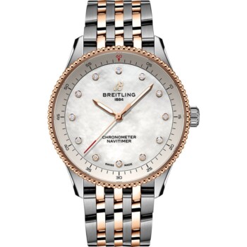 Breitling Navitimer 32mm U77320E61A1U1 Steel & Rose Gold Watch MOP Diamond Dial
