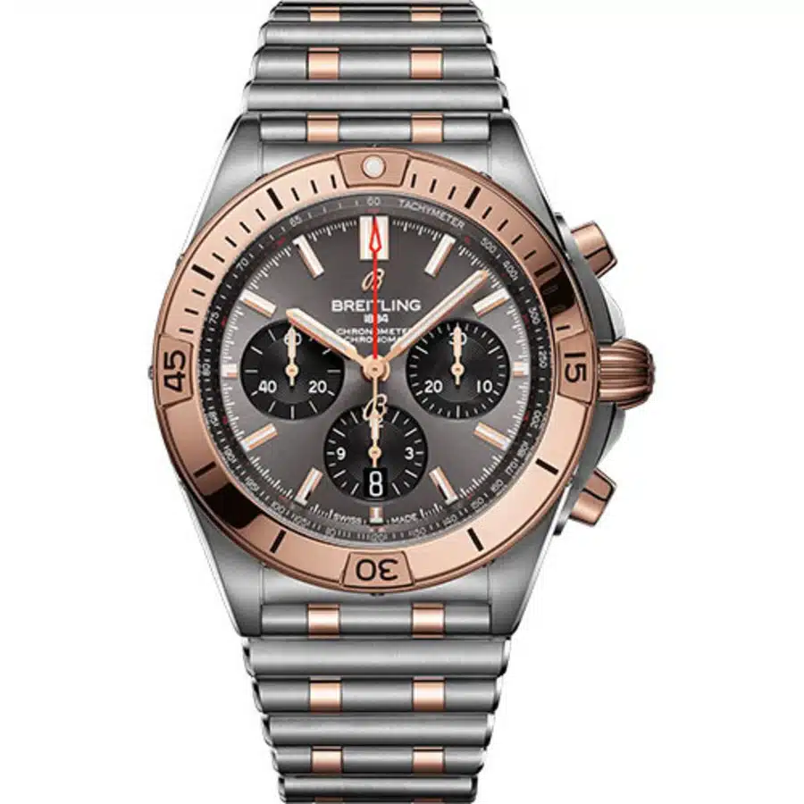Breitling Chronomat B01 42mm UB0134101B1U1 SS/RG Watch Grey Index Dial
