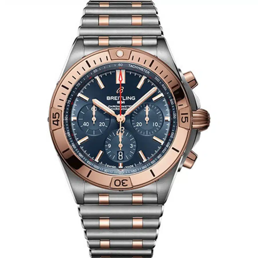 Breitling Chronomat B01 42mm UB0134101C1U1 Steel & Gold Watch Blue Index Dial