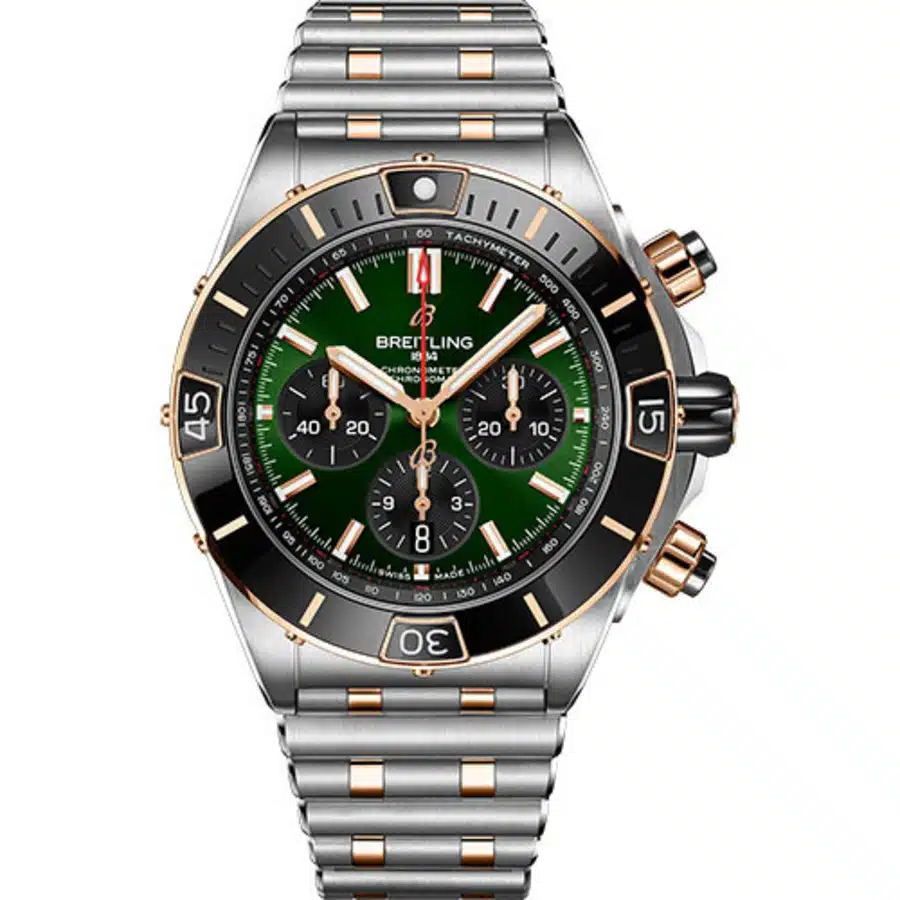 Breitling Chronomat B01 44mm UB0136251L1U1 Green Dial Steel & Gold Watch 2024